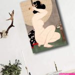 : Wall Art PrintsJapanese Art Nude Geisha Combing Hair Vintage Erotic Japanese Art Prints Posters Paintings Woodblock Prints Reproductions Kitchen Dining Room Wall Decor 16x24inch-wood Frame: Posters Prints