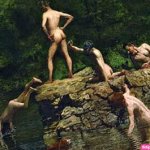 Swimming hole with nude male bathers. High quality vintage art reproduction by Buyenlarge. One of many