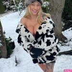 Ebanie Bridges boobs create perfect snow angel as she strips down to underwear