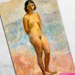 Jeune Fille Nue Debout Henri Lebasque tableau impression sur toile