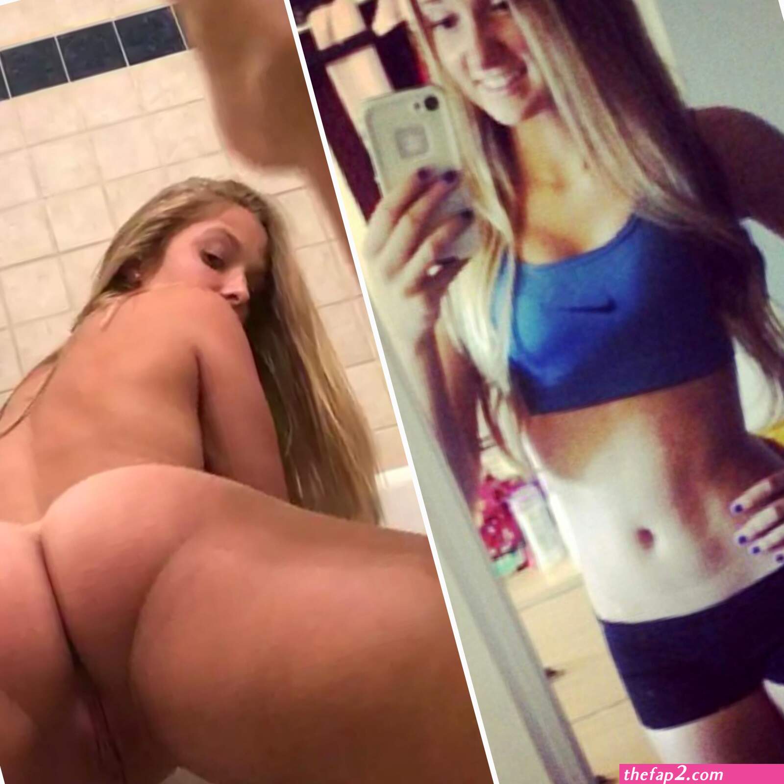 Naked blonde sporting